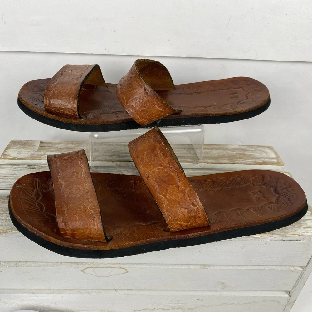 Men’s leather slip on sandals size 11.